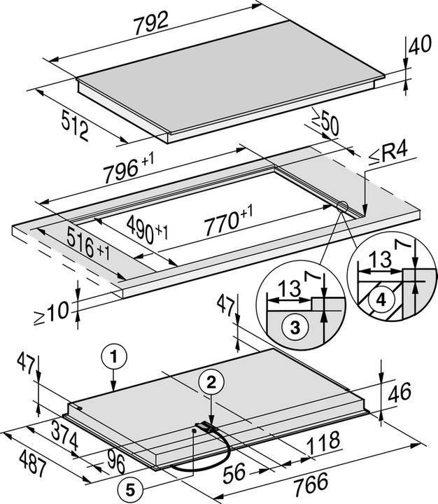 Produktbild Miele KM6564FL (79.20 cm, Elektrokochfeld)