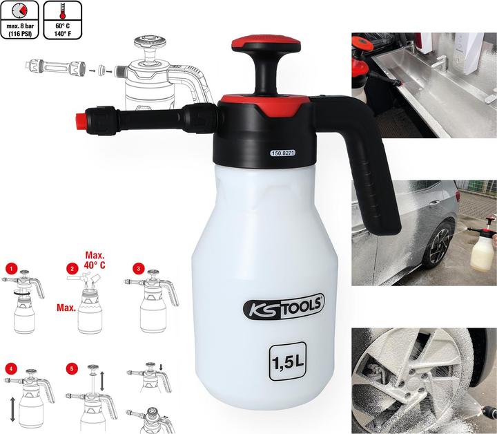 Image du produit KS Tools Pulvérisateur de mousse à pompe à pression (mousseur) (1.50 l)