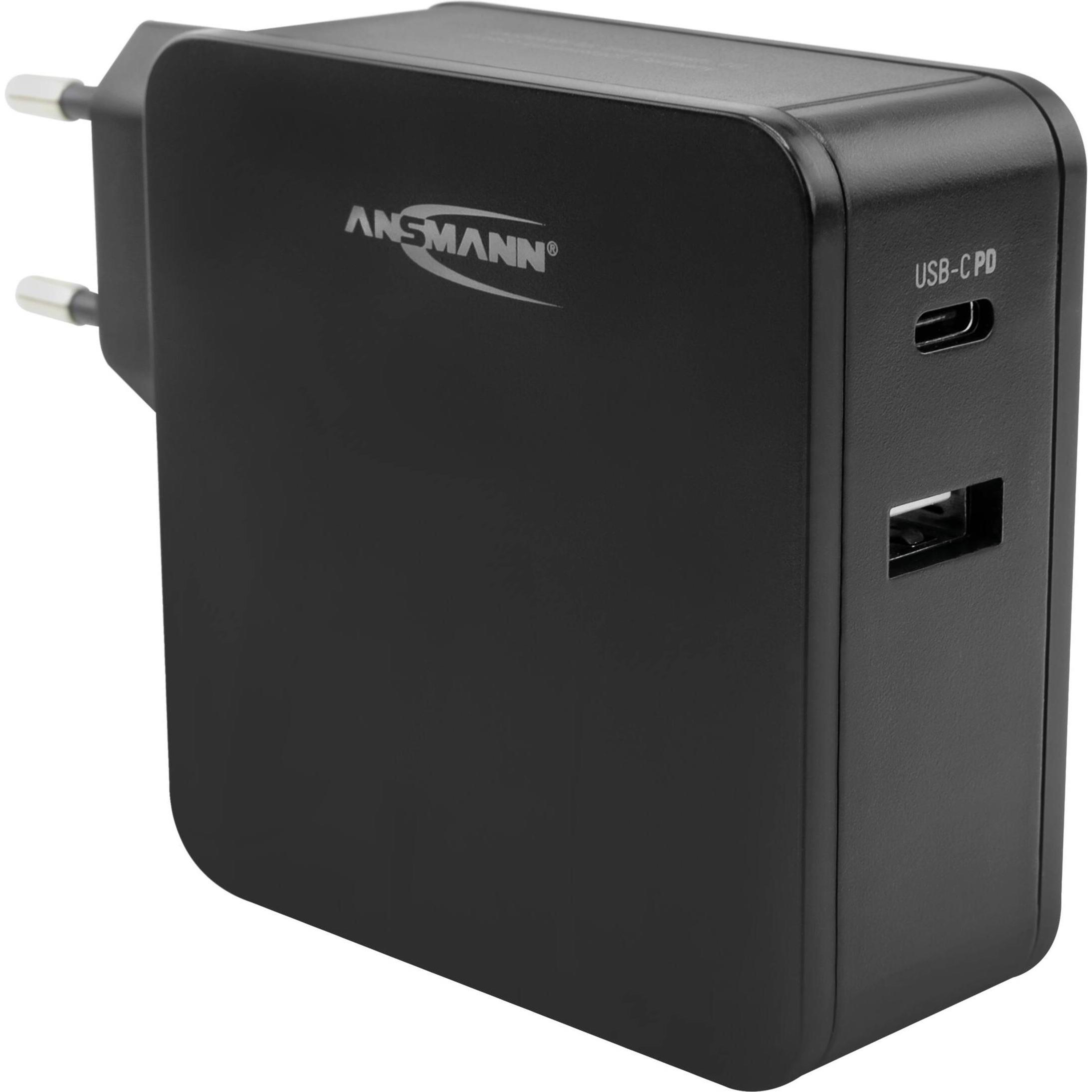 Ansmann Caricabatterie Da Casa (45 W, 2 Porte), Caricatore Usb, Nero