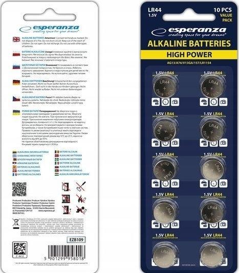 Esperanza ALKALINE BATTERIES LR44 AG13 10PCS. (10 pcs., LR44)
