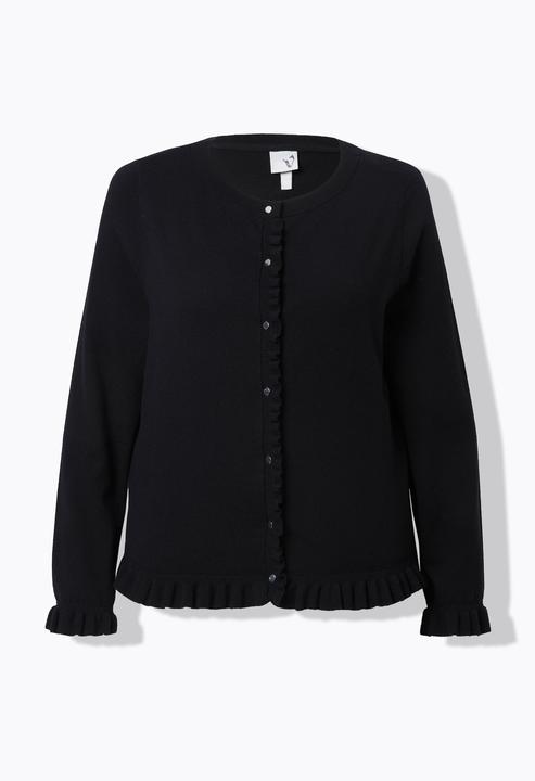 Produktbild Ulla Popken Strickjacke, Rüschen, Knopfleiste, Rundhals, Langarm (62)