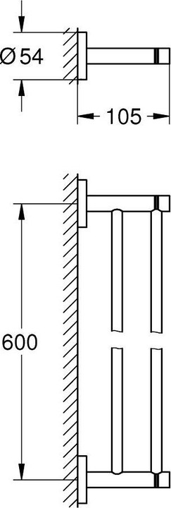 Image du produit Grohe Start QuickFix Porte-serviettes double, 654mm, adhésif, chromé