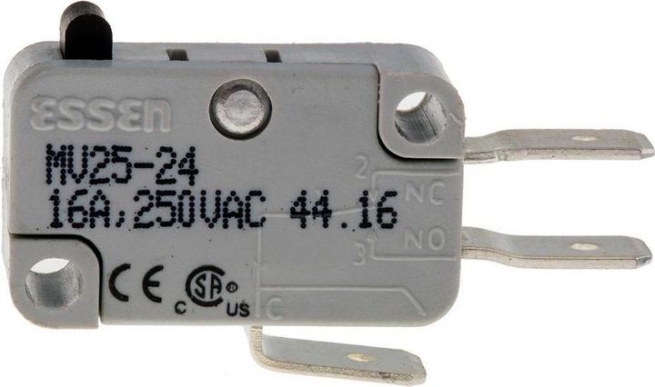 Actual product image RS PRO Microswitch plunger actuator quick connection, 16 A @ 250 V ac, 1-pole changeover contact 400 g -