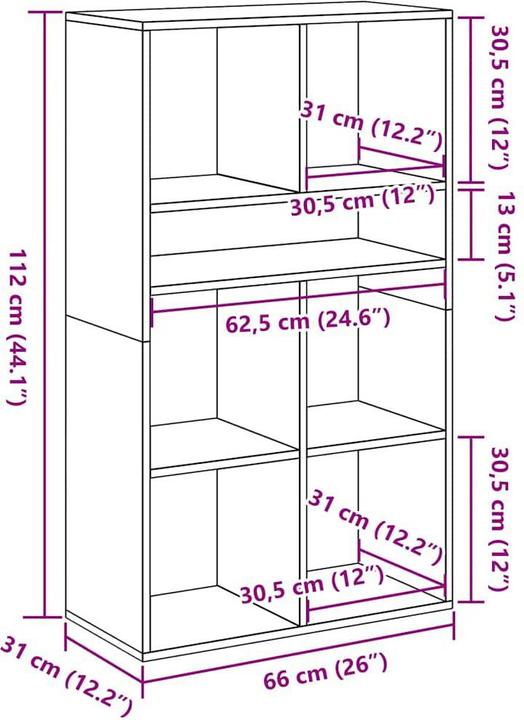 Image du produit vidaXL Bücherschrank (66 x 31 x 112 cm)