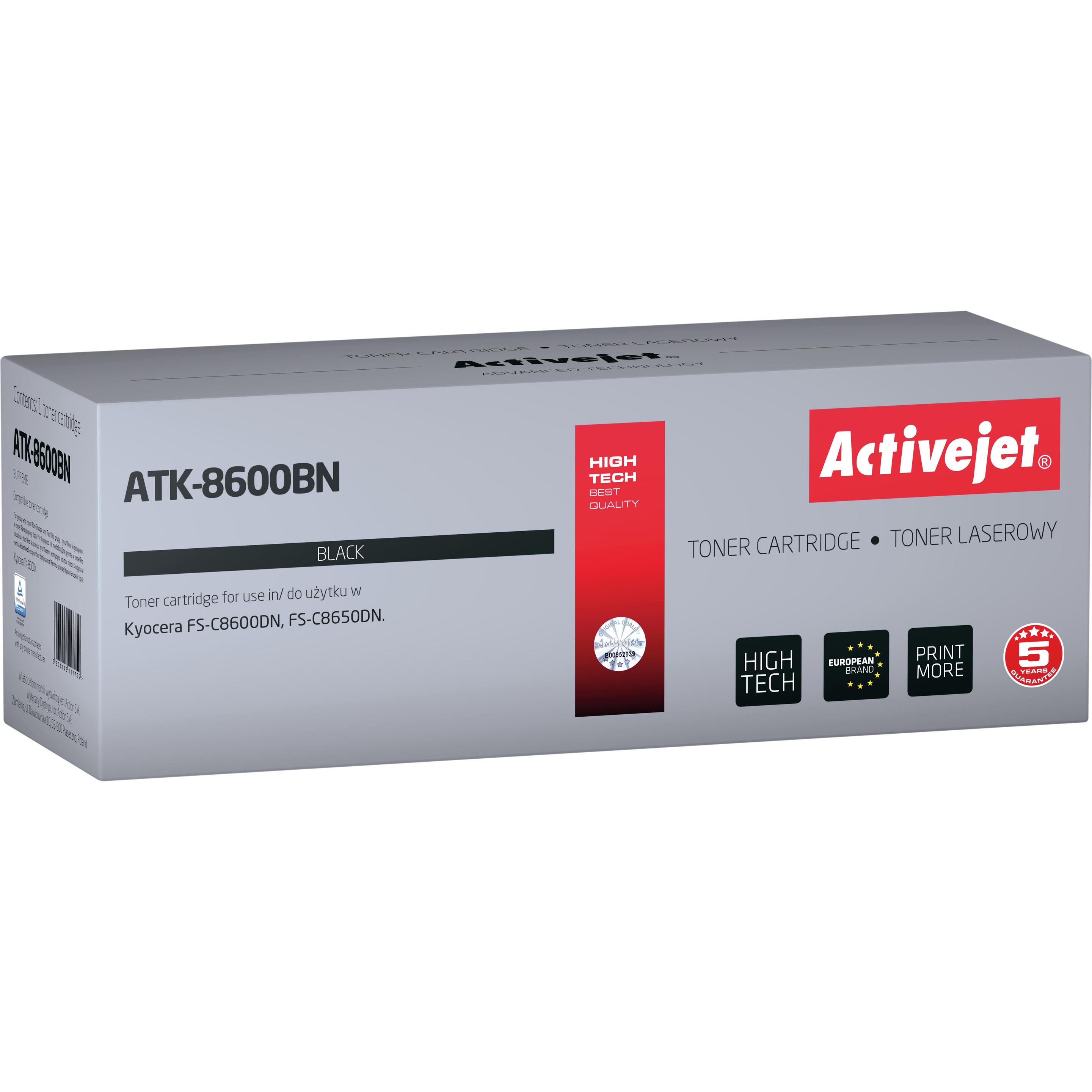 Activejet, Toner, ATK-8600BN Tonerkartusche (Ersatz für Kyocera TK-8600K Höchste 30000 seiten ) (BK)