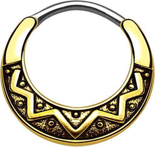 Produktbild Star Piercing Septum Tribal Fächer vergoldet (Messing, Chirurgenstahl 316L)