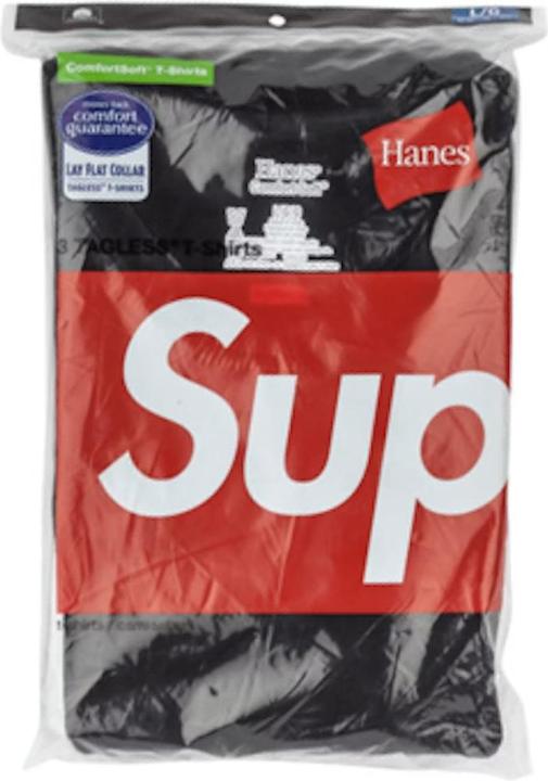 Immagine prodotto Supreme Hanes Tagless Tees (3 Pack) Black (S)
