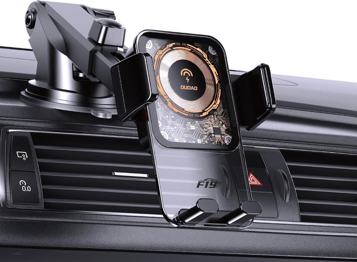Immagine prodotto Dudao Supporto da auto a pinza F19 con caricatore induttivo da 15 W - nero