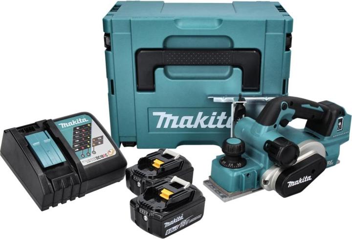 Productafbeelding Makita DKP 181 RGJ Accu schaafmachine korting 82 mm 18 V Brushless + 2x accu 6,0 Ah + lader + Makpac