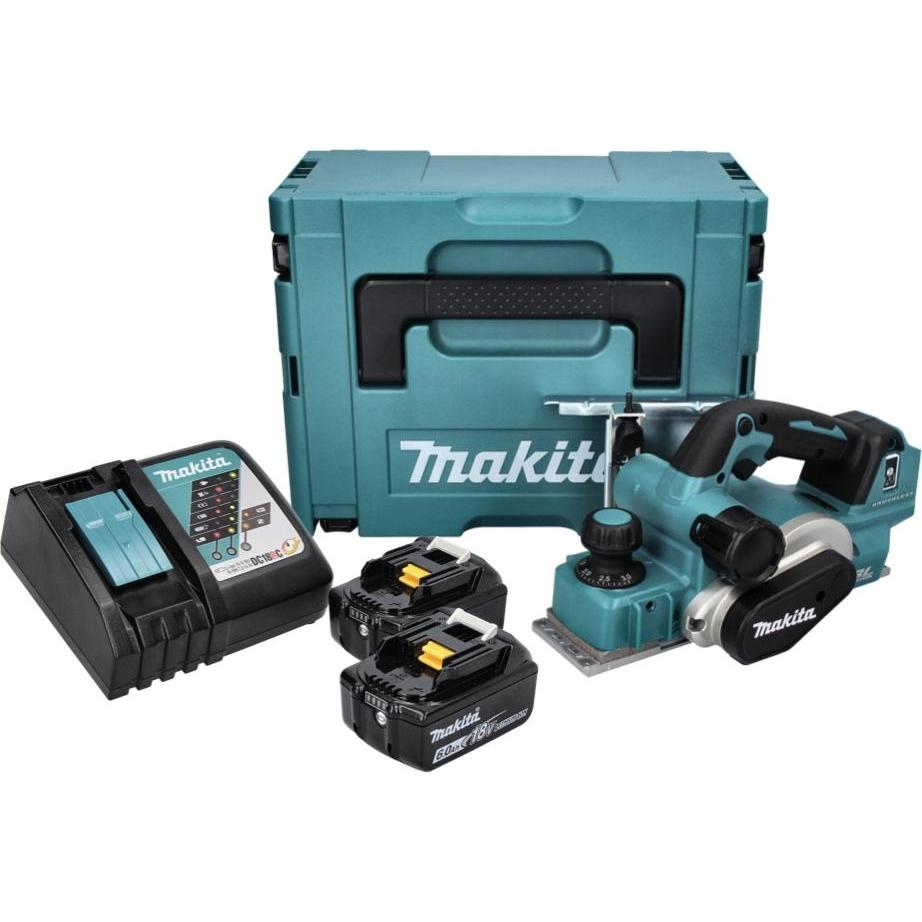 Thumbnail - Makita, Hobelmaschine, DKP 181 RGJ Akku Hobel Falzhobel 82 mm 18 V Brushless + 2x Akku 6,0 Ah + Ladegerät + Makpac