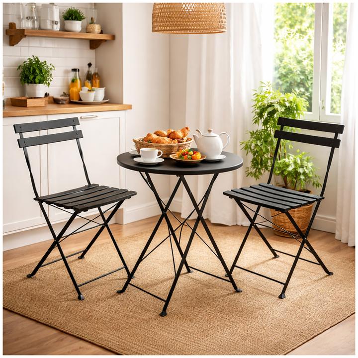 Produktbild HTI-Living Gartenstuhl 2er-Set Basil Metall Schwarz