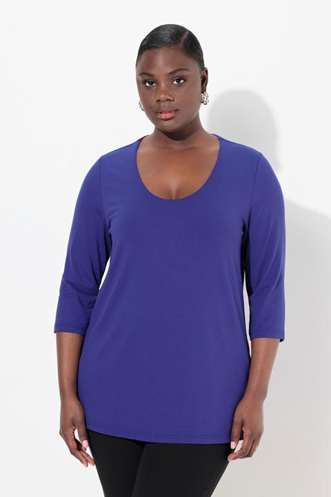 Produktbild Ulla Popken Shirt, tiefer Rundhalsausschnitt, 3/4 Arm (42, 44)
