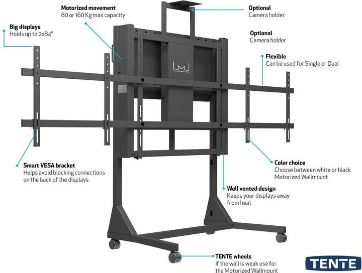 Image du produit Multibrackets MB Support TV double motorisé, noir/0440