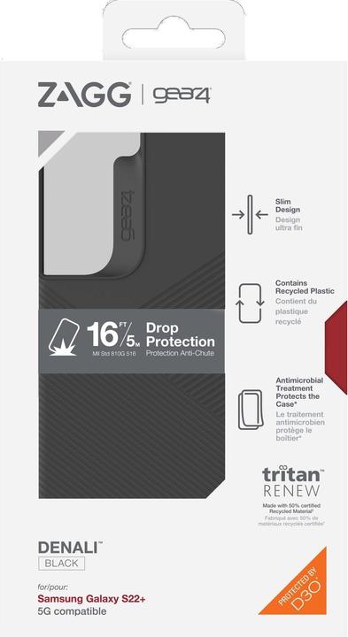 Produktbild gear4 Back Cover D3O Denali Galaxy S22+ Black (Samsung Galaxy S22+, Samsung Galaxy S22+ 5G)