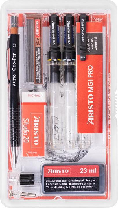 Actual product image Aristo mg1 Technical Drawing pen Studioset 3 pcs 0.20 / 0.30 / 0.50 / with supplies (8) (3x)