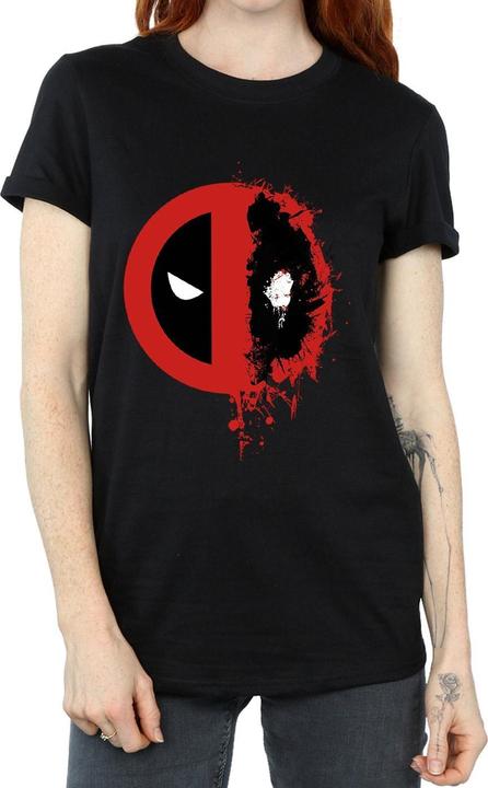 Actual product image Womens/Ladies Deadpool Split Splat Logo Cotton Boyfriend T-Shirt (3XL)