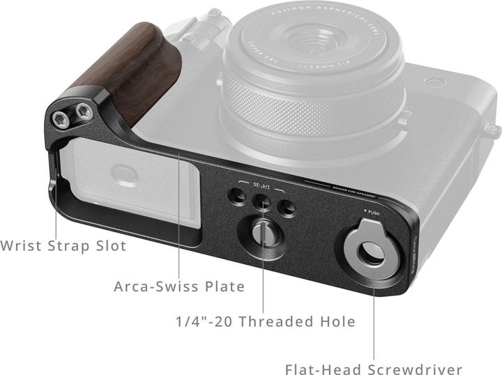 Image du produit SmallRig L-Winkel mit Holzgriff für FUJIFILM GFX100RF Schwarz (Cage)