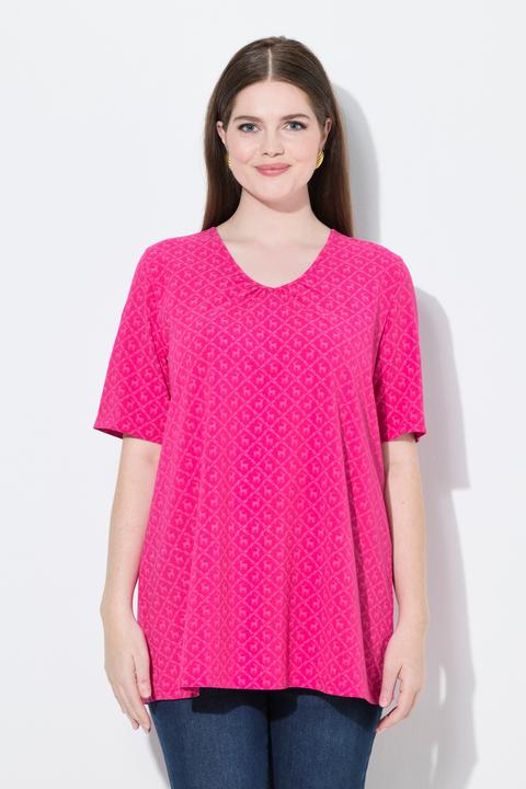 Produktbild Ulla Popken T-Shirt, Trachtenmuster, A-Linie, V-Ausschnitt, Halbarm (58)