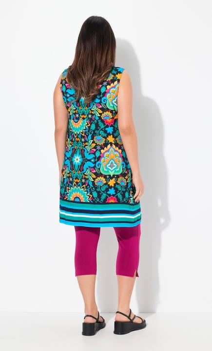 Produktbild Ulla Popken Jersey-Minikleid, Blüten, A-Linie, Rundhals, ärmellos (50, 52)