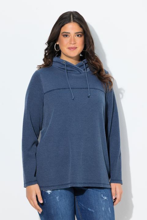 Image du produit Ulla Popken Sweat-shirt col montant et manches longues, piqué texture gaufrée (50, 52)