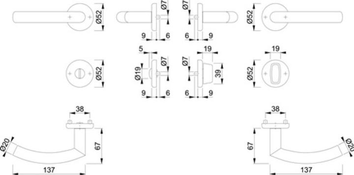 Actual product image Hoppe Rosette set Narvik E1430ZP/17KV/17KVS stainless steel F69 round SK/OL DIN left / right D/D (Door handle)
