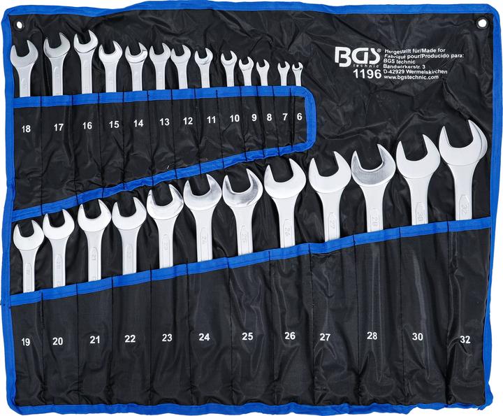 Actual product image BGS Combination Spanner Set 6 - 32 mm 25 pcs. (32 mm, 19 mm, 6 mm, 12 mm, 24 mm, 14 mm, 22 mm, 16 mm, 23 mm, 10 mm, 21 mm, 18 mm, 27 mm, 7 mm, 31 mm, 17 mm, 11 mm, 15 mm, 26 mm, 30 mm, 8 mm, 28 mm, 9 mm, 29 mm, 13 mm, 20 mm, 25 mm)