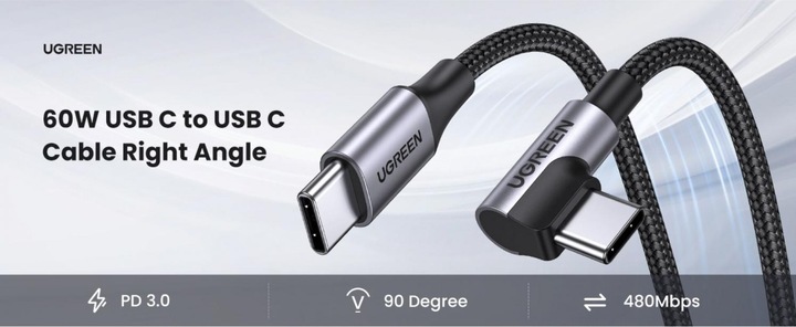 Actual product image Ugreen USB C — USB C (1 m, USB 2.0)