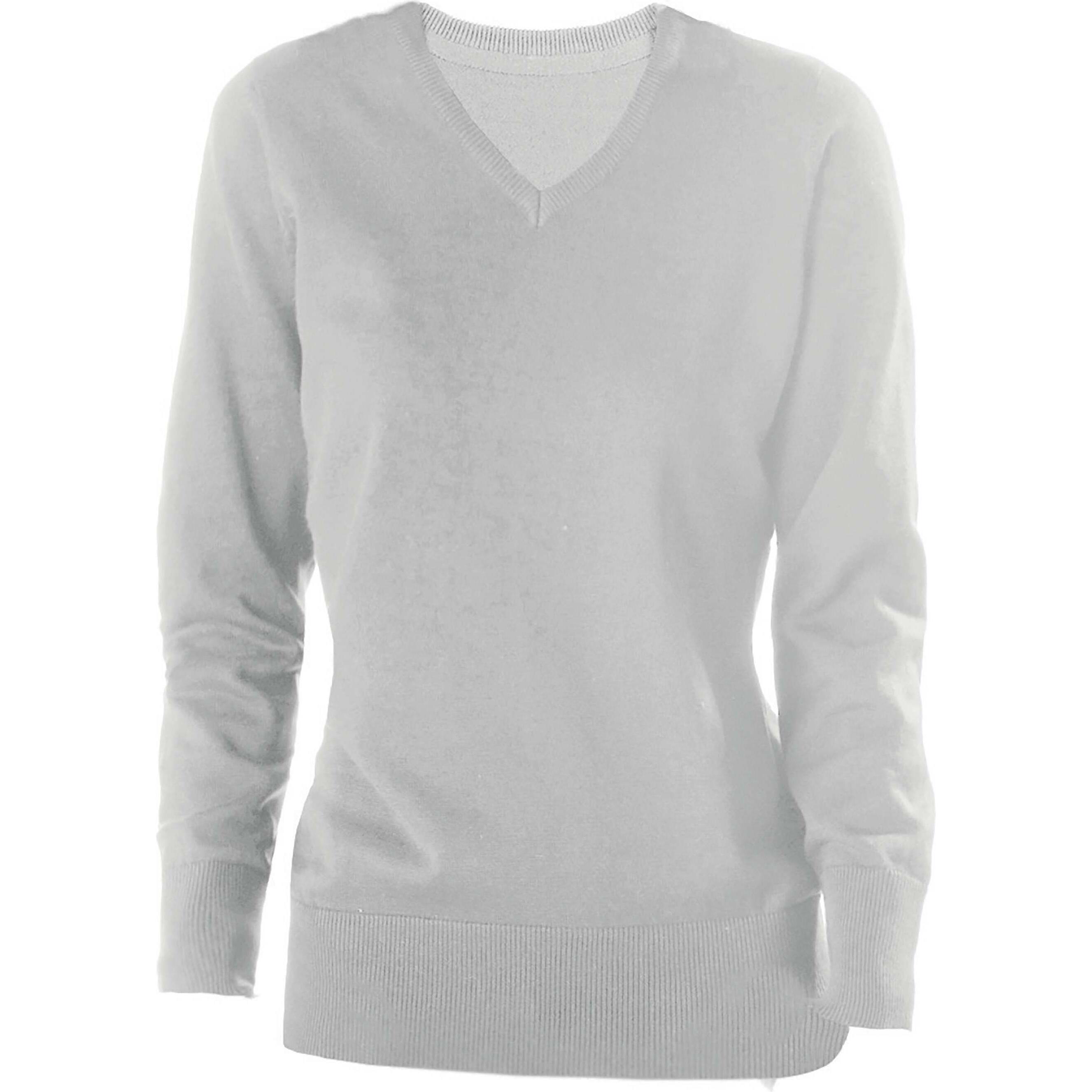 Kariban, Damen, Pullover, V-Ausschnitt, Grau, (3XL)