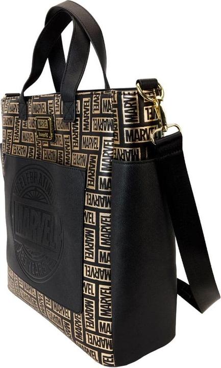 Actual product image Loungefly Marvel by backpack and carrier bag logo