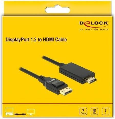 Produktbild Delock DisplayPort — HDMI (Typ A) (2 m, DisplayPort, HDMI, 2.0)