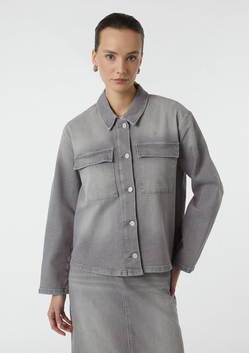 Image du produit Comma Indoor-Jacke Elastisches Denim-Overshirt mit aufgesetzten Taschen (44)
