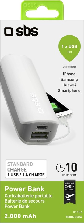 Actual product image SBS Portable battery backup for smartphone and mobile (2200 mAh, 8.14 Wh)