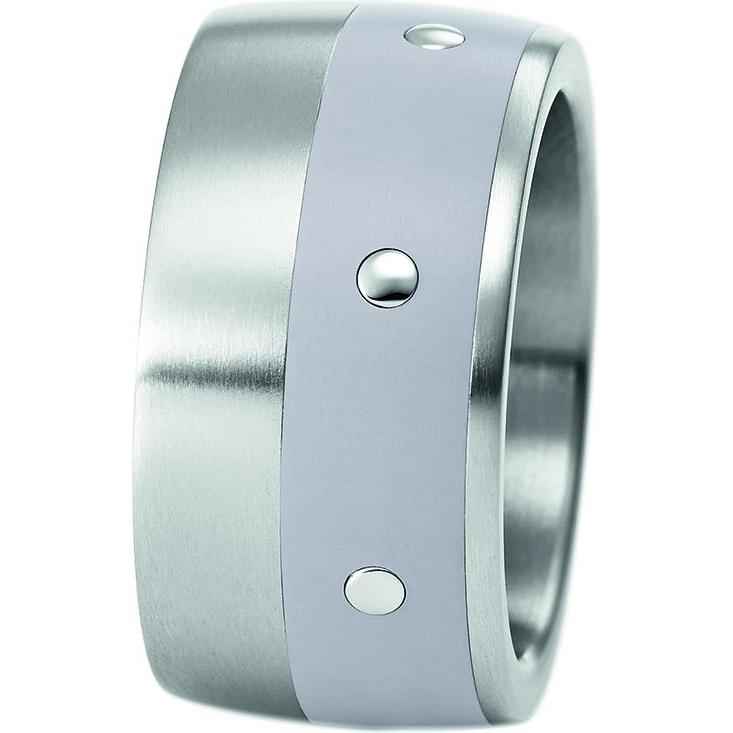 Xen, Ring, Bandring mit Keramik grau 12 mm, (53)