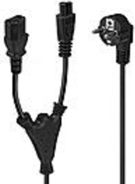 Actual product image Lindy 2m Schuko to 1x IEC C13 and 1x IEC C5 Y-mains cable (2 m)