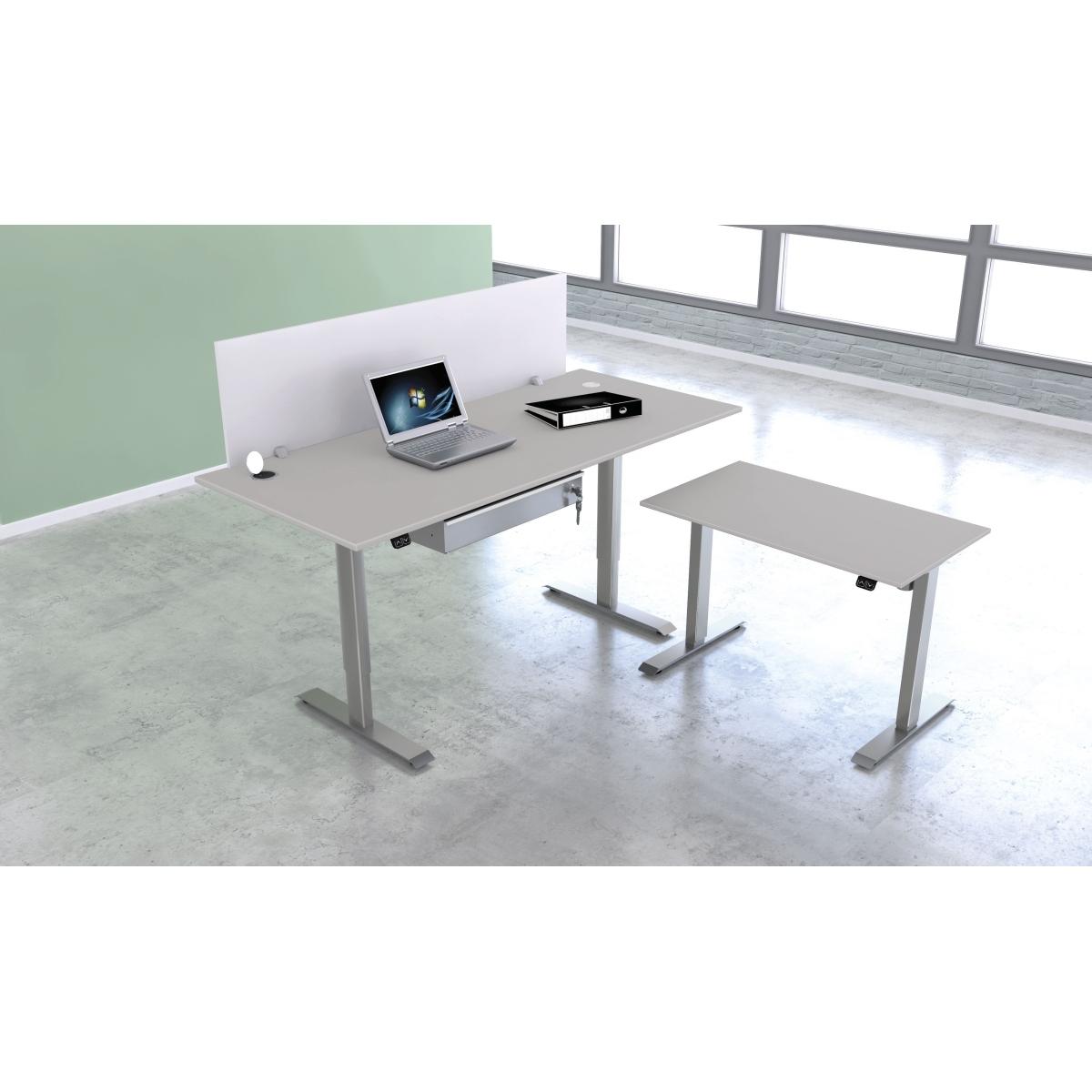 Thumbnail - Kerkmann, Schreibtisch, Move 1 höhenverstellbarer Schreibtisch lichtgrau rechteckig T-Fuss-Gestell silber 160,0 x 8