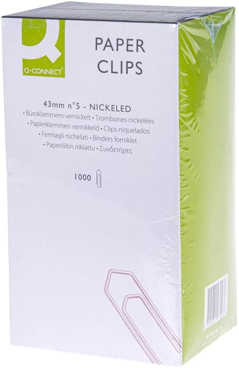 Q-Connect Büroklammern 43 mm lang, vernickelt (1000 x)