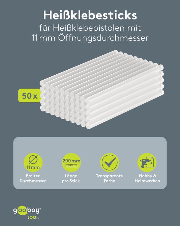 Productafbeelding Goobay Heissklebesticks 11 mm, 50 Stk.