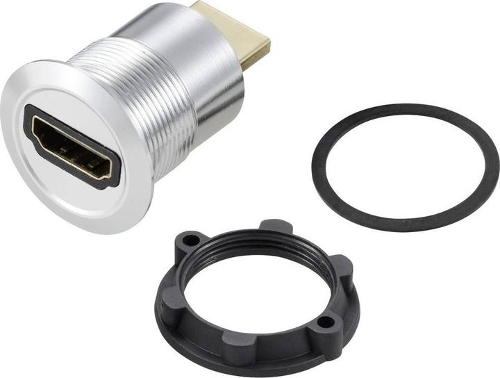 Tru Components TC-11980448 HDMI paneeladapter vrouwelijke HDMI aansluiting - mannelijke HDMI stekker