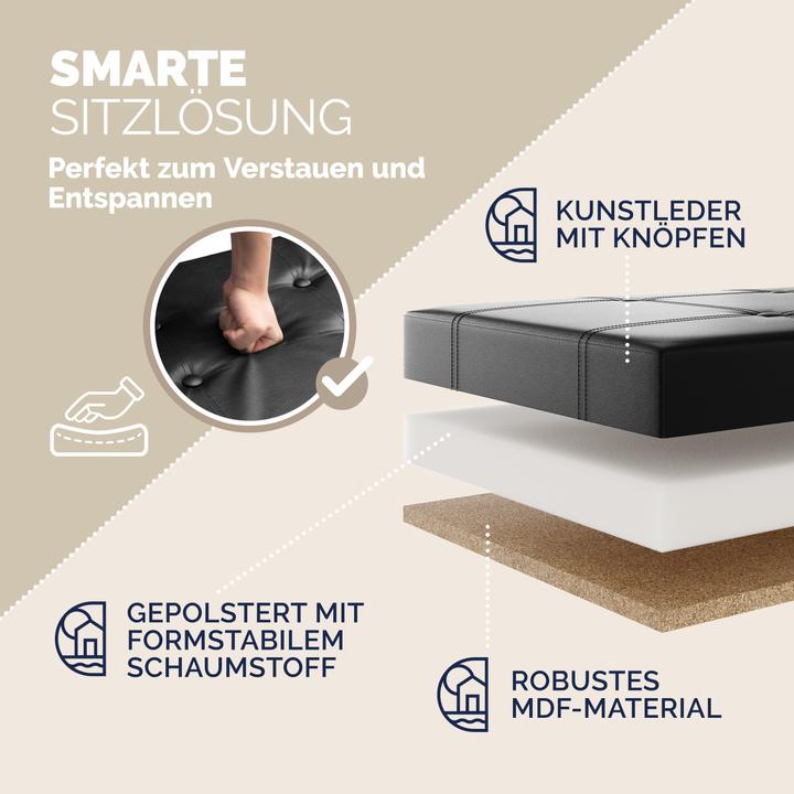Produktbild Casaria Sitztruhe mit Stauraum (115 cm)