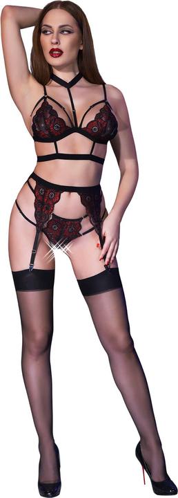 Produktbild Chili Rose Set BH/String/Strapsgürtel/Strümpfe (S)
