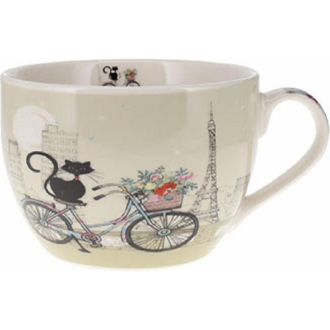 Kiub, Tasse, tasse mit henkel + schachtel art paris chat vélo (500 ml, 1 x)