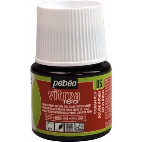 Pebeo, Künstlerfarbe + Bastelfarbe, Vitrea 160 Glänzendefarben (Indischrot, 45 ml)