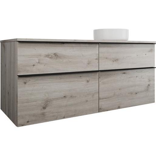 burgbad, Badmöbelset, Eqio Keramik-Aufsatzwaschtisch rechts, rund, inklusive Waschtischunterschrank, Breite 1400m