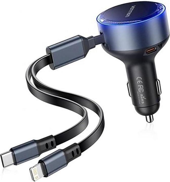 Vention FFOB0 USB-C car charger + USB-C/Lightning 30W cable
