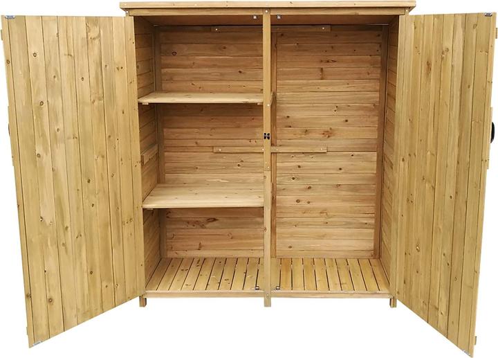 Produktbild Wiltec Gartenhaus 2 Flügel Tür 1350x500x1540mm Fichtenholz Gerätehaus Bitumen