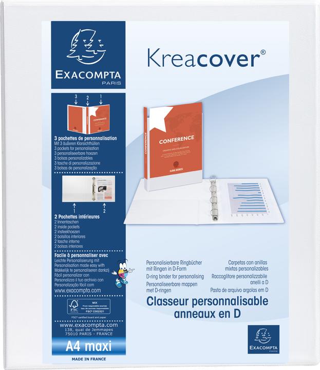 Immagine prodotto Exacompta KREACOVER - Raccoglitori ad anelli A4 Maxi (A4, 38 mm, 1 pz.)