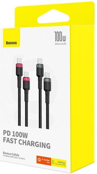 Immagine prodotto Baseus Cafule Cavo USB-C / USB-C 100W 1 m - rosso-nero e nero-grigio (2 pezzi) (1 m, USB 2.0, 100 W)
