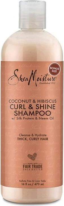 Actual product image Shea Moisture Coconut & Hibiscus Curl & Shine Shampoo with Shea Butter, Coconut Oil, and Vitamin E - (Liquid shampoo)