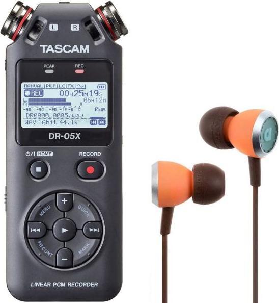 Actual product image Tascam DR-05X Audio-Recoder with Audiofly earphones (Handheld)