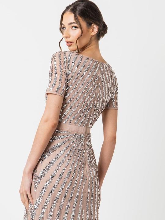Produktbild Herba Maxi Glitzer V-Ausschnitt Empire-Taille Kleid (54)